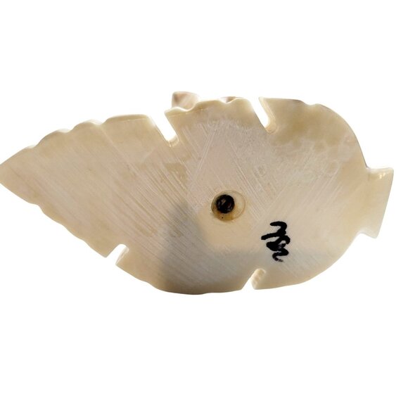 Vintage Beige and Brown Onyx Tulip Flower Candlestick Holder with Leaf Base - Picture 6 of 10